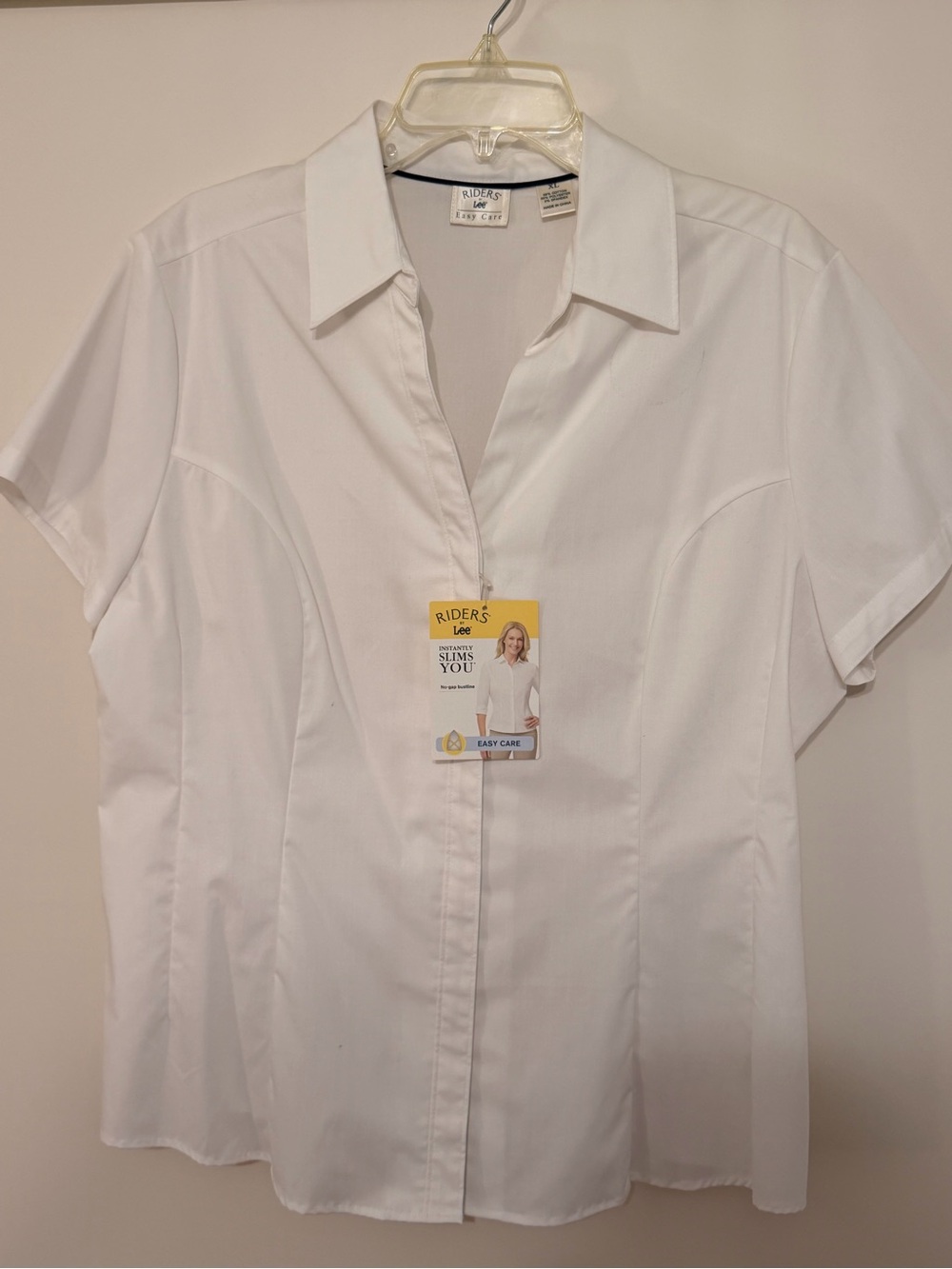 Riders by Lee White Short-Sleeve Button Front Dress Shirt